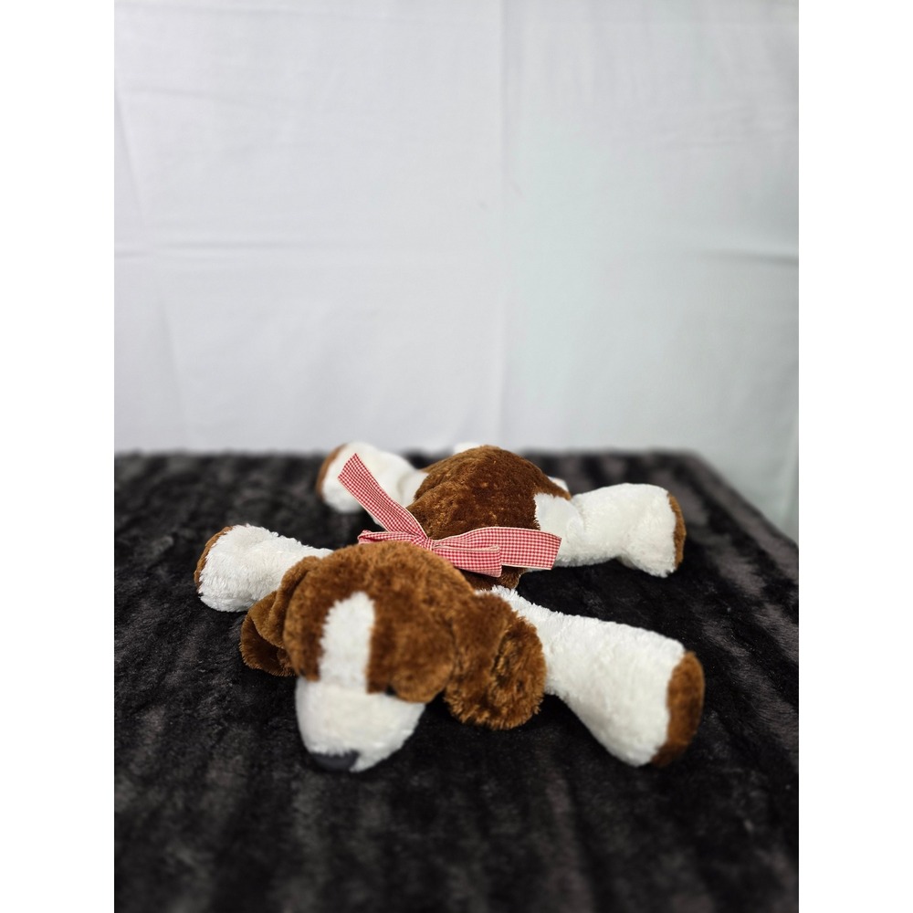 Mary Meyer Flip Flops Puppy Dog Plush Brown White Floppy Stuffed Animal Red Bow